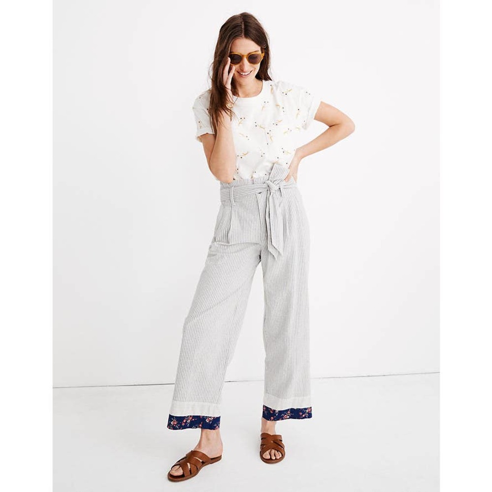 MADEWELL x the new denim project blue white patchwork paperbag pants 0